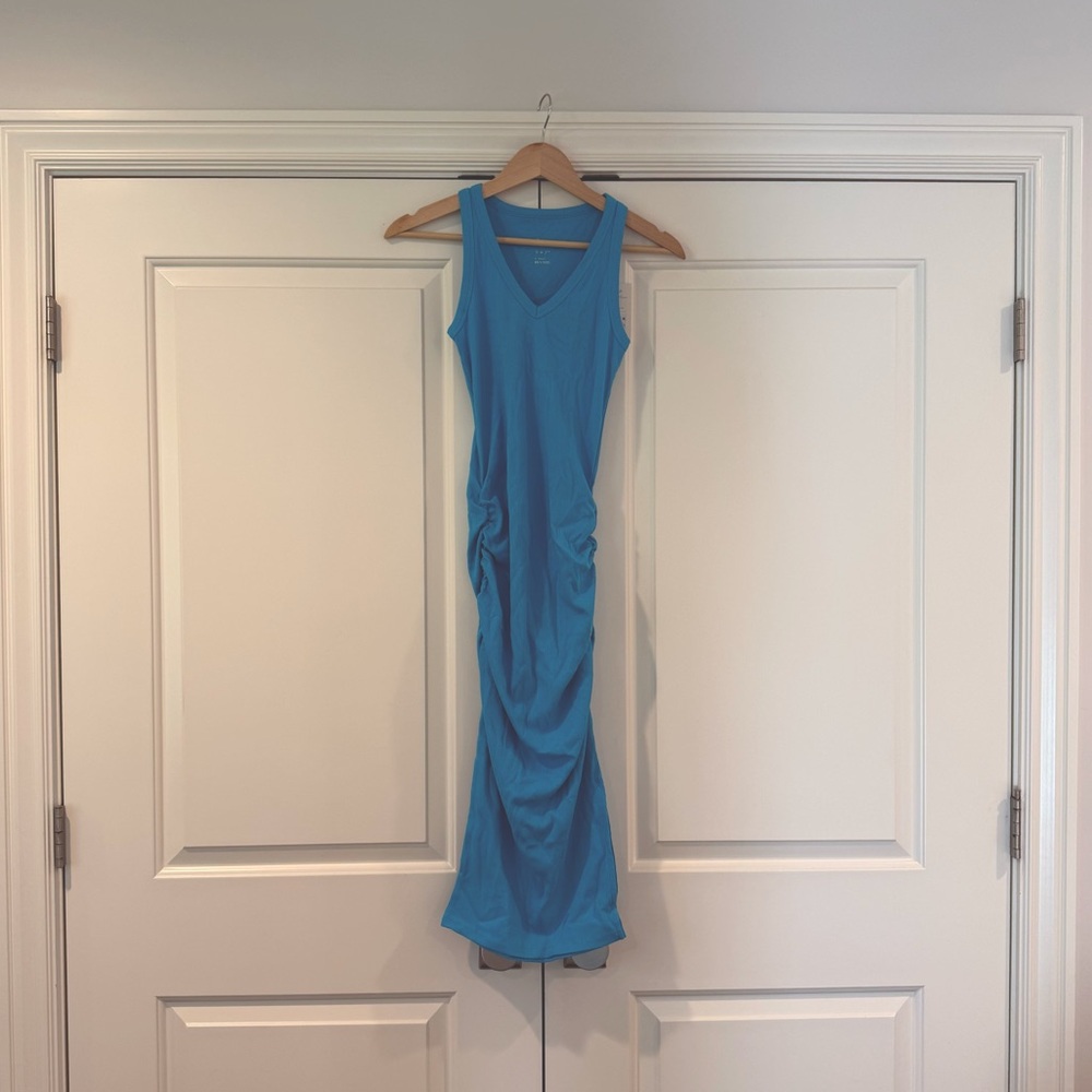 A New Day Rib Knit Side Ruched V-neck Midi Dress - Regular or Maternity